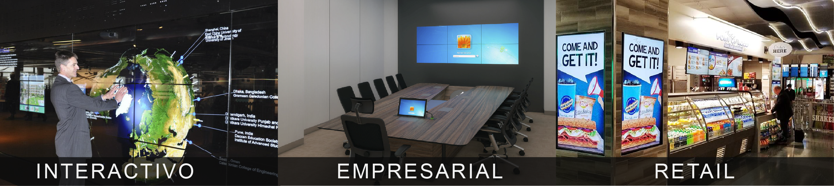 video wall empresarial interactivo y retail